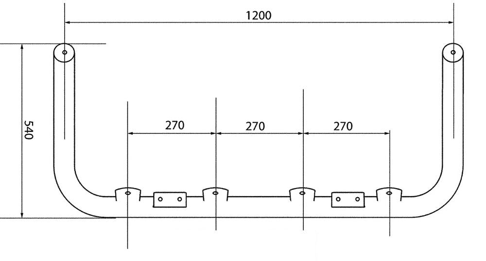 Edelstahl Lampenbügel universal für Hochddachtransporter (schwarz)