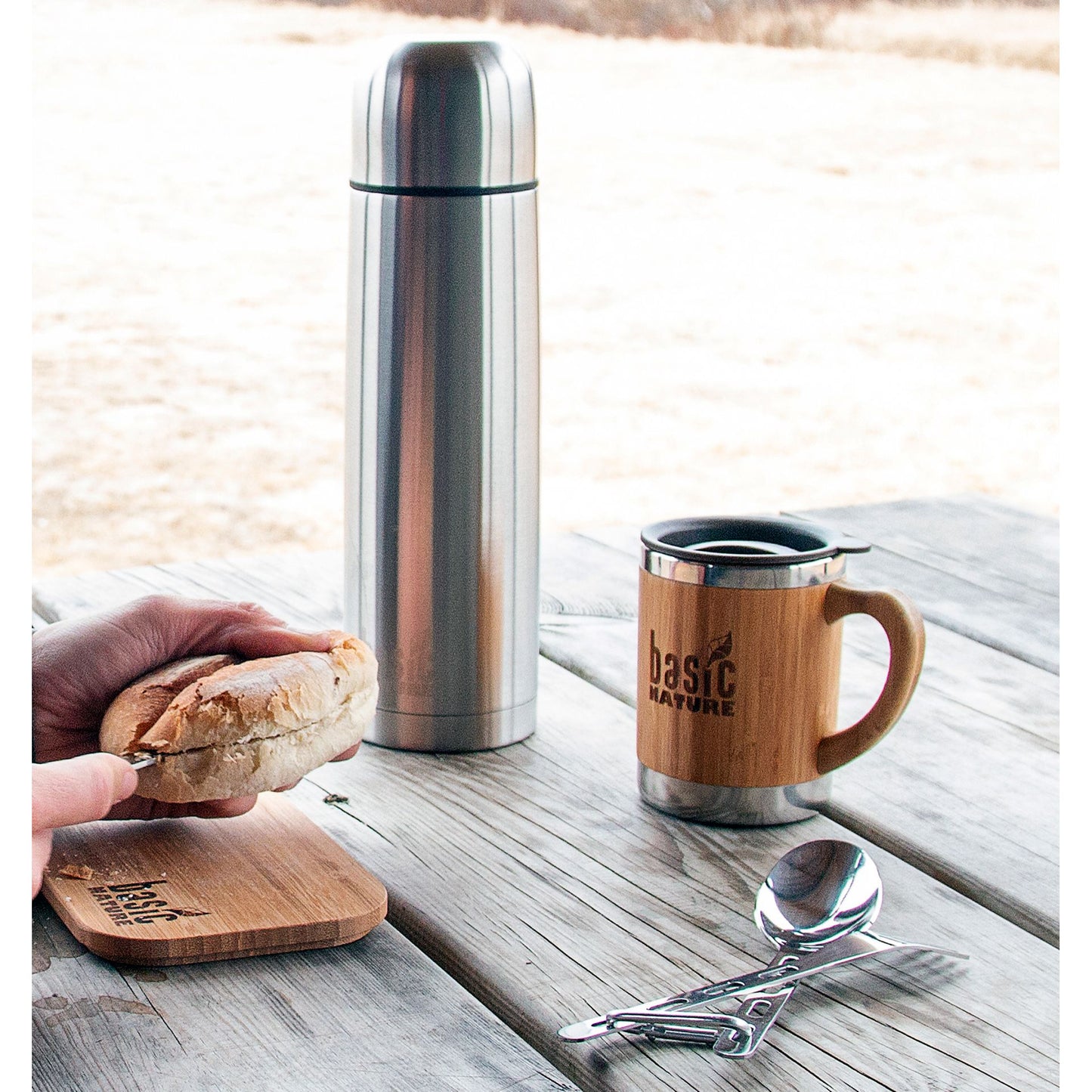 BasicNature Edelstahlbecher 'Bambus'