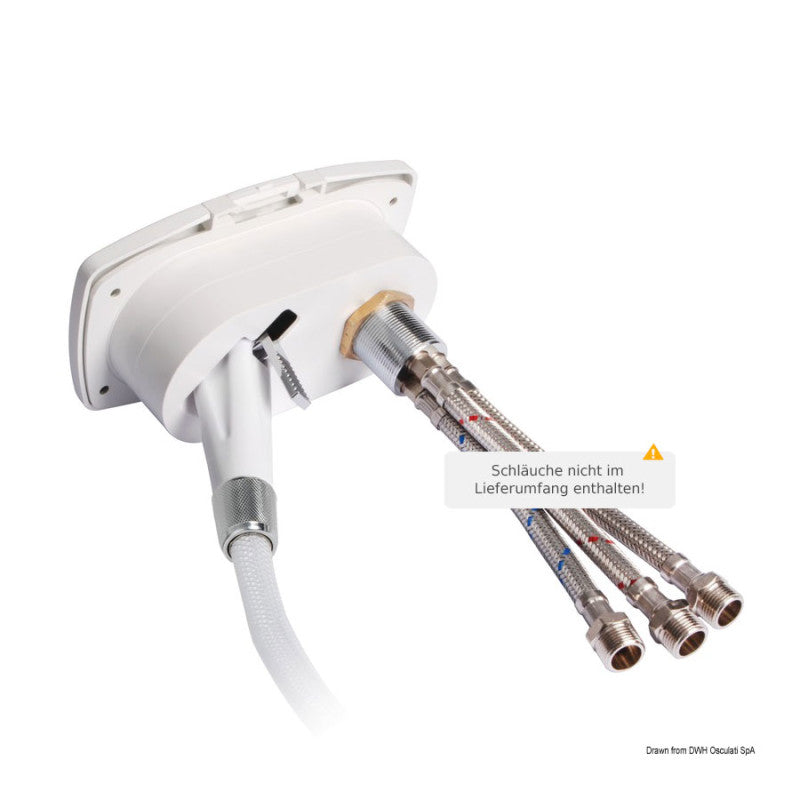Osculati - New Edge Duschbox, weiß PVC-Schlauch 2,5 m Duschanschluss