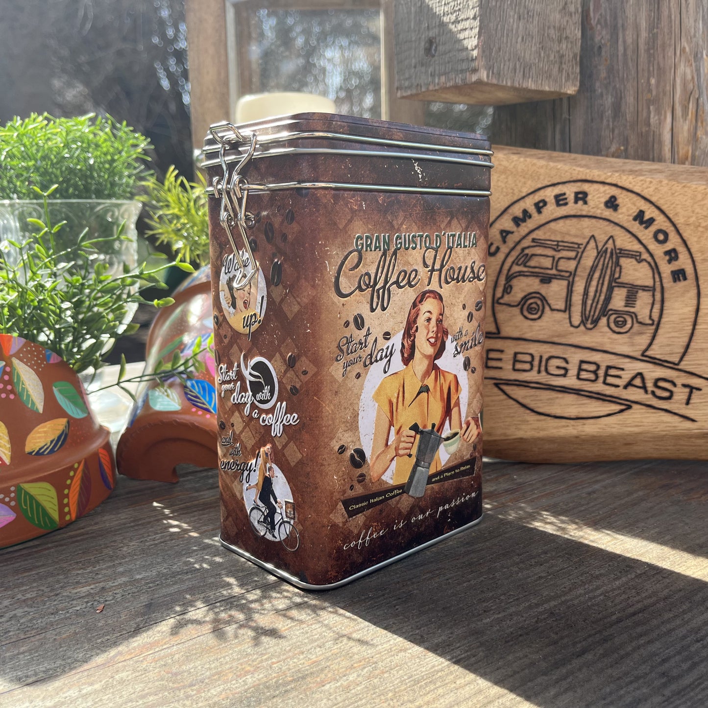 Kaffeedose - Vintage (Blech mit Prägung)
