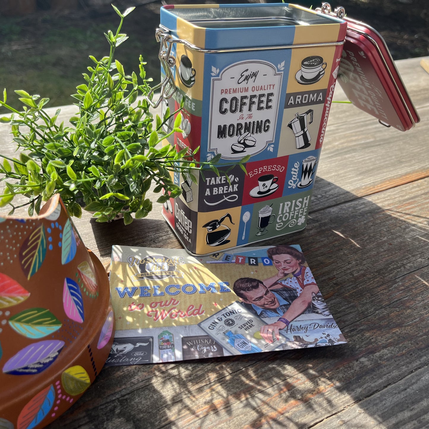 Kaffeedose - Vintage (Blech mit Prägung)