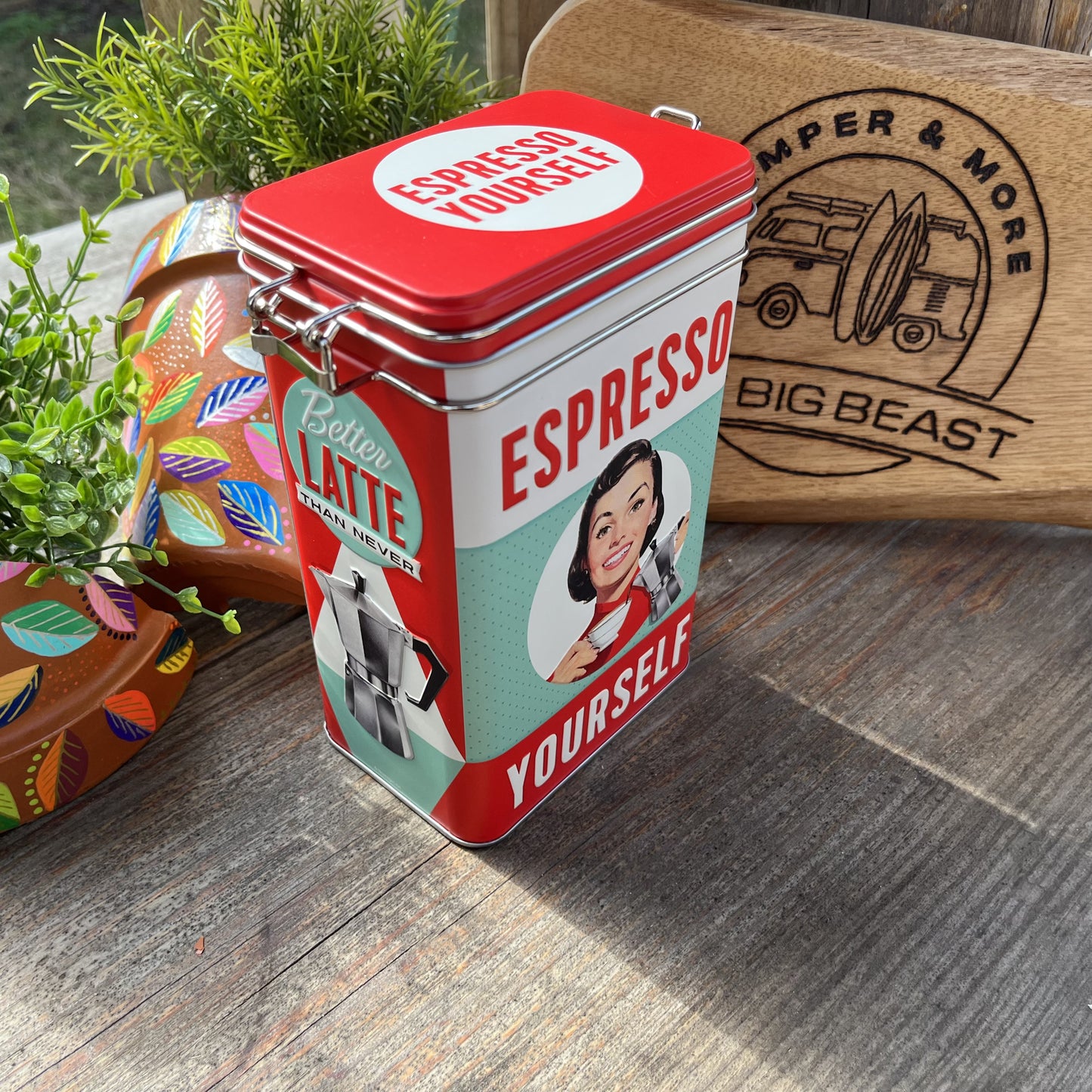 Kaffeedose - Vintage (Blech mit Prägung)