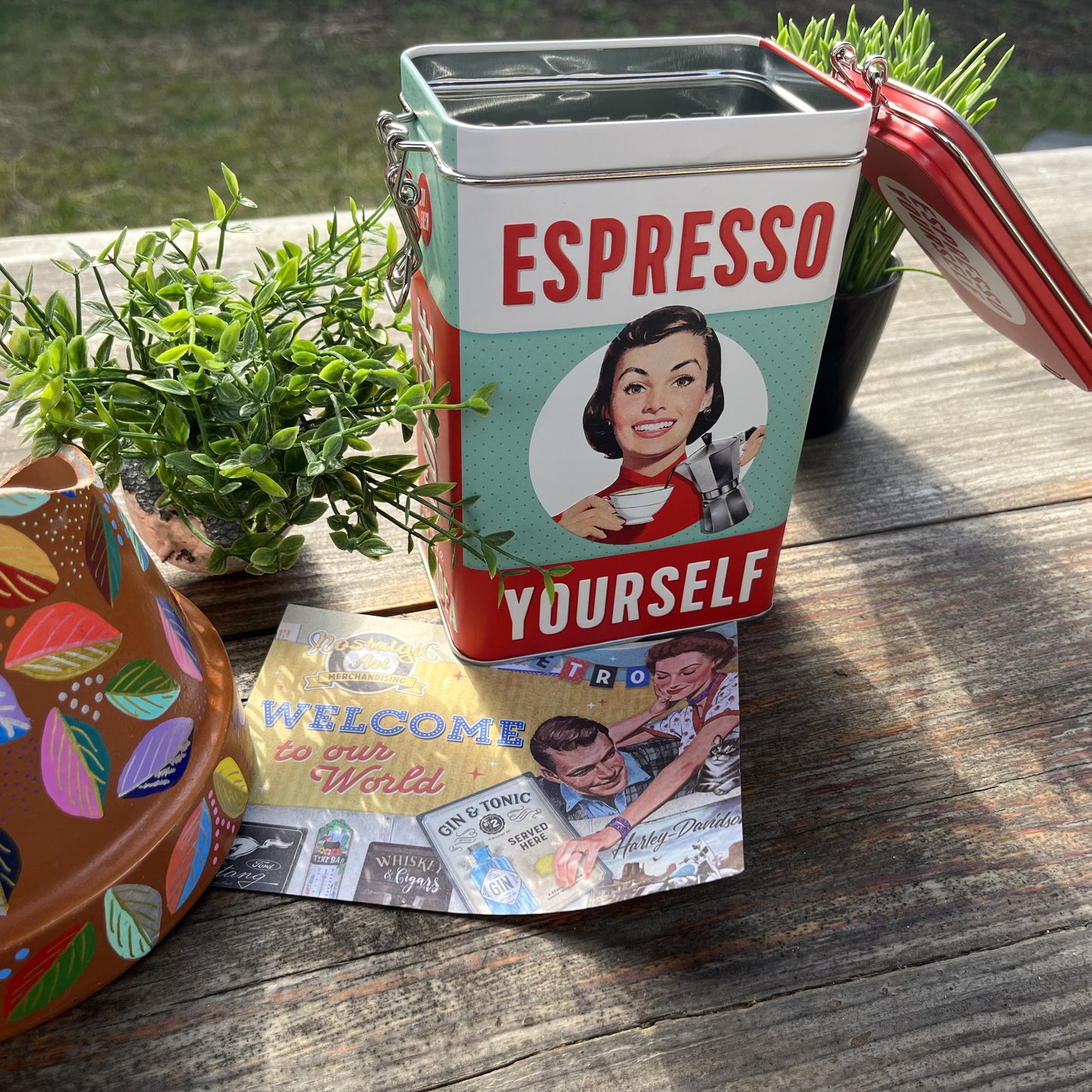 Kaffeedose - Vintage (Blech mit Prägung)