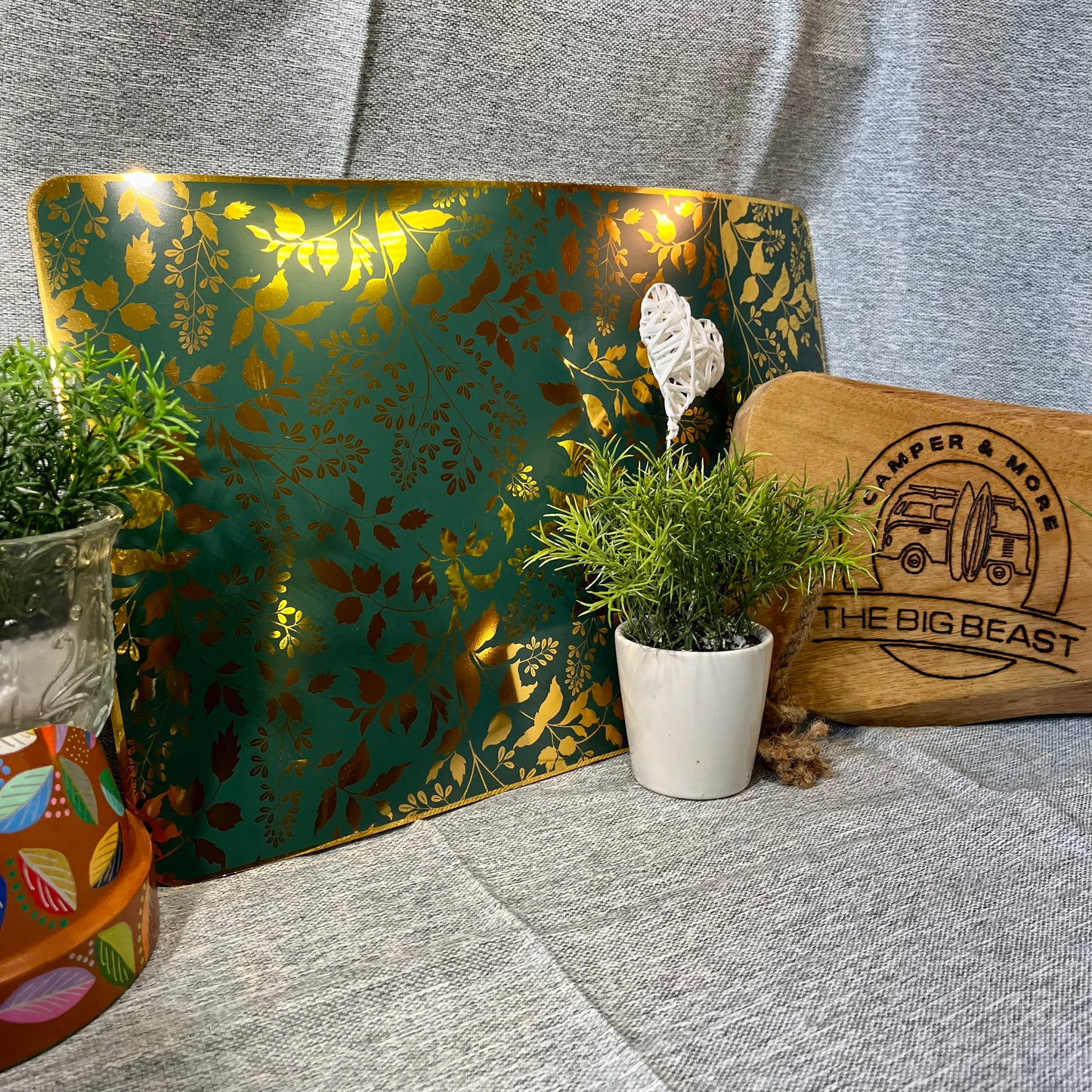 Tischset „Blätter grün/gold“