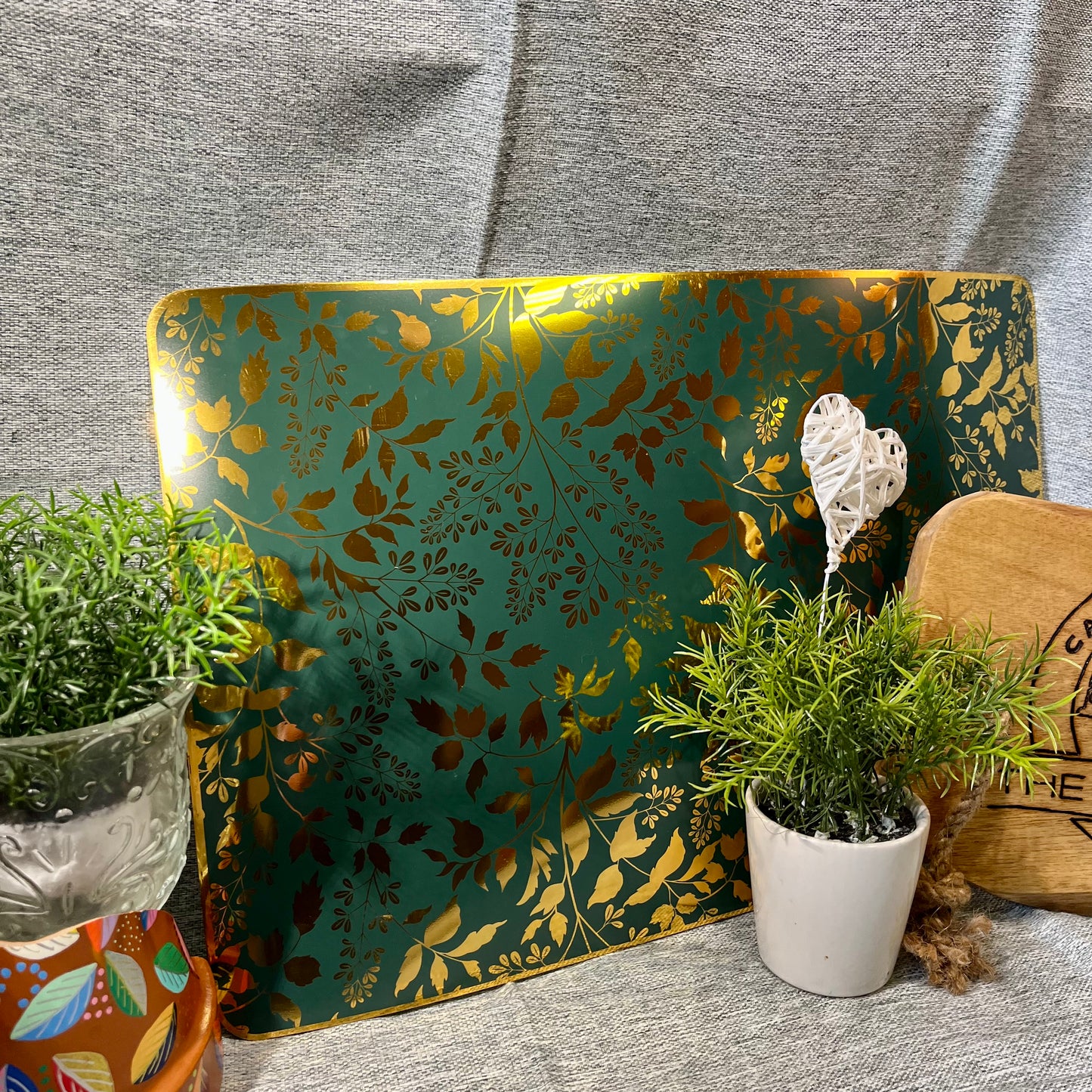 Tischset „Blätter grün/gold“