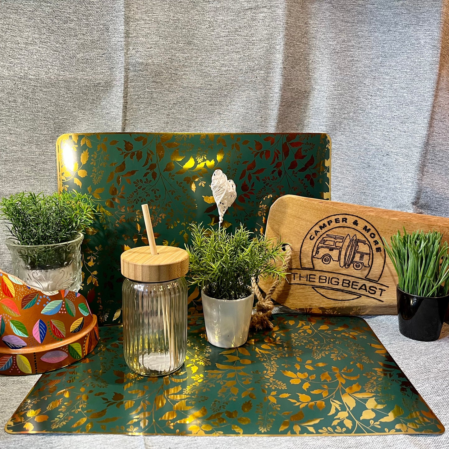 Tischset „Blätter grün/gold“
