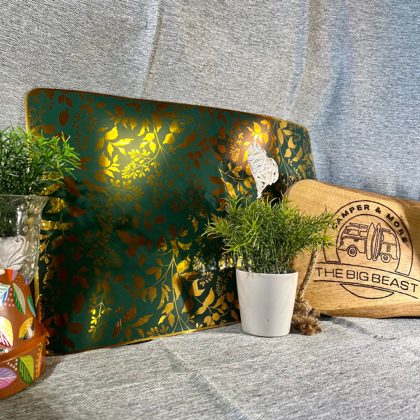 Tischset „Blätter grün/gold“