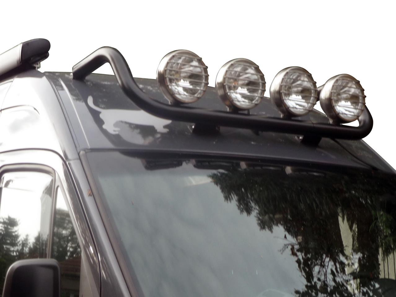 Edelstahl Lampenbügel universal für Hochddachtransporter (schwarz)