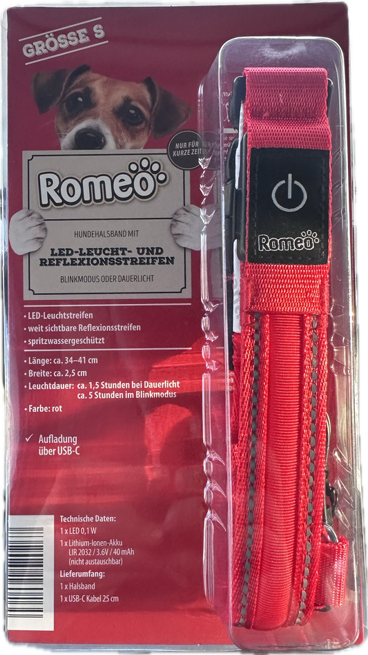 Leuchthalsband "Romeo" LED & Reflexion