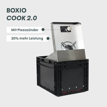 BOXIO COOK 2.0 – Der kompakte Gaskocher im Eurobox-Format