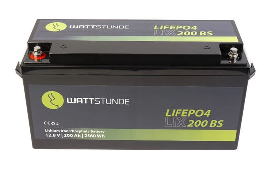 WATTSTUNDE® Lithium 12V 200Ah LiFePO4 Batterie LIX12-200-BS