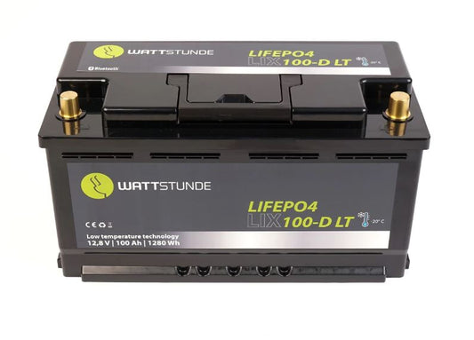 WATTSTUNDE® Lithium 12V 100Ah LiFePO4 Batterie LIX12-100D-LT (bis -20°C)