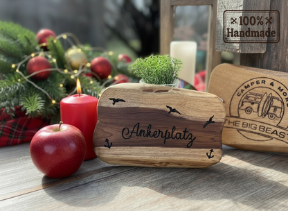 Teakholz-Brett personalisiert, Handarbeit