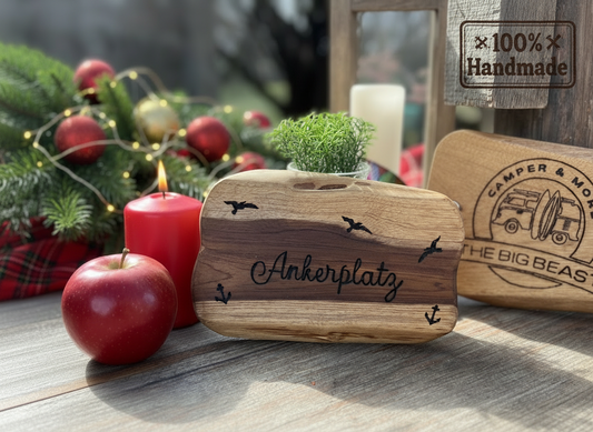 Teakholz-Brett personalisiert, Handarbeit