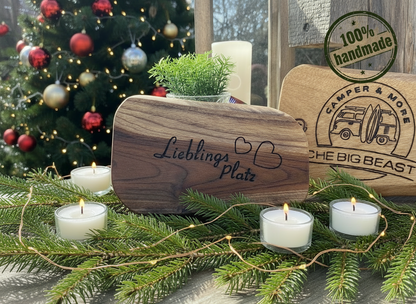 Teakholz-Brett personalisiert, Handarbeit