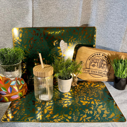 Tischset „Blätter grün/gold“